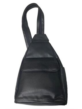 villager Black Leather Sling Bag for Men - Minimalist Crossbody